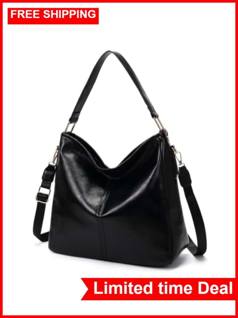 Slouchy Soft Vegan Leather Shoulder Bag for Women